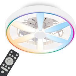 BRILONER - Ventilator LED de tavan cu iluminare, telecomanda, motor DC, 5 viteze, RGBIC, CCT, reglabil, lampa cu ventilator, plafoniera LED, ventilator plafoniera, 48 cm, alb - 3988016 (3988016)