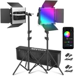 NEEWER 2X Îmbunătățit 660 PRO II 50W RGB LED Set panou de lumină video Stand trepied cu control aplicație Lumină video 360° Lumină foto video video complet color/CRI97+/3200K~5600K Film de fotografie cu lumi