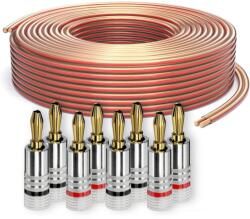 PureLink Cablu difuzor PureLink OFC 2x2.50mm2, (0.20mm), 30.0m, transparent cu caracteristică roșie, set cu 8 mufe banane - SE-SP060-030-B08 (SE-SP060-030-B08)