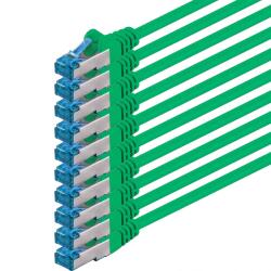 1aTTack. de CAT-6-Ethernet-LAN-Netzwerkkabel, 7, 5 m, verde, 10 bucăți, 10/100/1000/10000 MBit/s, cablu de patch, S-FTP, dublu ecranat, PIMF, 250 MHz, fără halogen, compatibil cu CAT 5/CAT 6A/CAT 7, pentru switch