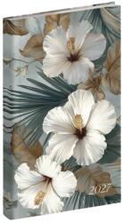 Realsystem Agendă de buzunar REALSYSTEM Picture, verticală, albă, cu imagine de hibiscus, 2027 (5811-75)