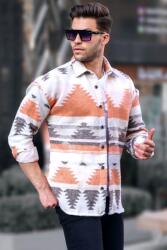  Férfi Ing Casual Azték Mintás Hosszú Ujjú Gallér S 5GA (T5561/Orange)