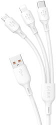 Dudao Cablu date/încărcare Dudao 3 in 1 USB-C micro USB Lightning, incarcare rapida 6A, lungime 1.2m, Universal - Alb (6973687244606)