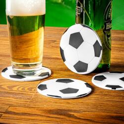 Gadget Master Suporturi din silicon pentru pahare cu motiv de fotbal (4 bucăți)