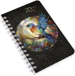 Realsystem Agendă de buzunar REALSYSTEM SP3 cu spirală, mini, 78x128 mm, săptămânală, albă, cu pagini plate, Kolibri 2027 (8811-57)