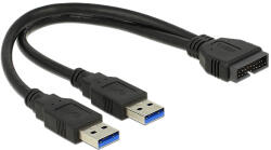 Delock Cablu Delock USB 3.0 cu conector de tip pin, tată, 2 x USB 3.0 tip A, tată, 25 cm