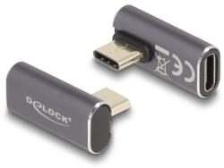 Delock Adaptor USB Delock 40 Gbps USB Type-C PD 3.0 100 W cu mufă de conectare - cu carcasă de conectare, curbată și rotită spre stânga/dreapta, 8K 60 Hz, din metal