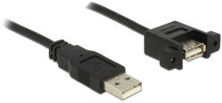 Delock Cablu Delock USB 2.0 tip A tată - USB 2.0 tip A mamă, montabil pe panou, 1 m