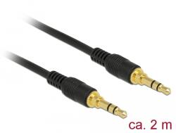 Delock Cablu jack stereo Delock de 3, 5 mm, cu 3 pini, tip tată-tată, 2 m, negru