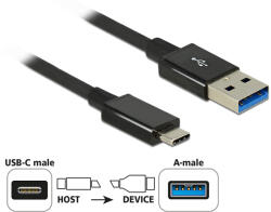 Delock Cablu USB SuperSpeed Delock, 10 Gbps (USB 3.1 Gen 2), cu mufă USB Type-C la un capăt și mufă USB Type-A la celălalt capăt