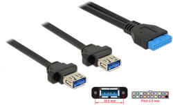 Delock Cablu Delock cu mufă USB 3.0, 2, 00 mm, 19 pini, 2 x conector USB 3.0 de tip A
