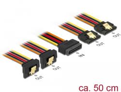 Delock Cablu SATA Delock cu 15 pini, cu funcție de blocare a intrării, conector de alimentare SATA cu 15 pini, ieșire 2 x identic
