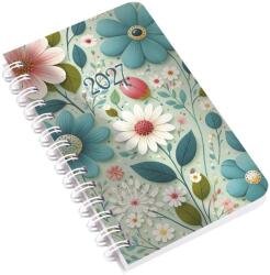Realsystem Agendă de buzunar REALSYSTEM SP3 cu spirală, mini, 78x128 mm, săptămânală, albă, pagini netede, cu design abstract, 2027 (8811-56)