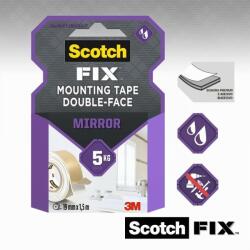 TYPEC Bandă Dublu Adezivă pentru Montare Oglinzi Scotch-Fix (3M) 19 mm x 5 m, Fixare Puternică și Rezistentă la Umiditate, Spumă Adezivă de Înaltă Aderență Fără Găurire, pentru Baie, Hol și Suprafețe Netede
