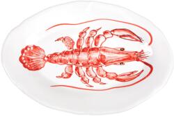 Casa Amalfi Farfurie ovala 100% ceramica, Casa Amalfi, Lobster, pictata manual, alb/rosu (AR002)