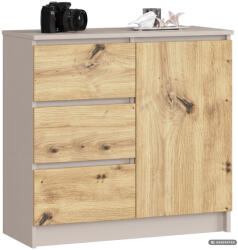 AKORD AKORD Jerry K80 Komód Laminált Lap Kasmír / Artisan Tölgy 3 Fiókkal (AKO-KOMMJERRYKASARTPK)