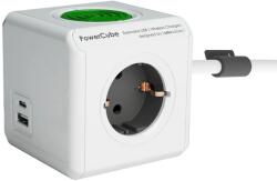 allocacoc Prelungitor cubic cu incarcare wireless, Powercube by Allocacoc, 2xUSB, 3 prize, 1.5m, alb/gri (2.11092/DEPEWL)