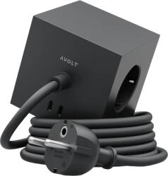 AVOLT Prelungitor cubic, AVOLT, Square 1, 3 prize, 2xUSB-C, 1.8 metri, negru (SQ1-EUFC20-18SB)