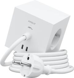 AVOLT Prelungitor cubic, AVOLT x Martinelli Luce, Square 1, 3 prize, 2xUSB-C, 1.8 metri, alb (SQ1-EUFC20-18WH)
