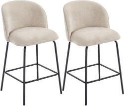 HOMCOM Set 2 Scaune de Bar din Chenille, 68 cm, cu Spătar și Suport pentru Picioare, Cadru din Oțel, Bej | Aosom Romania (83A-351V01BG)