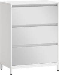 HOMCOM Comodă cu 3 Sertare și Fronturi Oglindă, Design Modern pentru Dormitor sau Hol, 60x35x80 cm, Albă | Aosom Romania (83D-322V00WT) Comoda