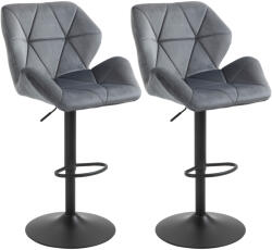 HOMCOM Set de 2 Scaune de Bar Sau Bucătărie cu Design Geometric, Gri | Aosom Romania (835-355GY)