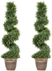 HOMCOM Set 2 Chiparoși Artificiali Spiralați 120 cm cu Ghiveci, pentru Decor Interior și Exterior, Verde | Aosom Romania (830-794V04GN)