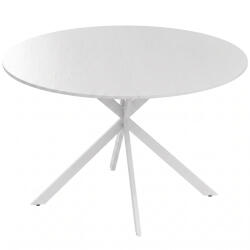 HomCom Masă rotundă de dining, stil industrial, cu picioare în cruce din oțel, Ø120x75 cm, albă | Aosom Romania (83A-297V02WT)