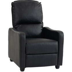 HOMCOM Fotoliu Relax Reclinabil Manual 155° cu Suport pentru Picioare, din Piele Ecologică PU, pentru Living și Dormitor, 69x91x100 cm, Negru | Aosom Romania (83B-922V00BK)