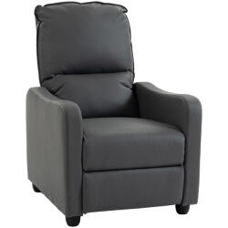HOMCOM Fotoliu Relax Reclinabil Manual 155° cu Suport pentru Picioare, din Piele Ecologică PU, pentru Living și Dormitor, Gri Închis | Aosom Romania (83B-922V00CG)