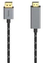 Hama Video Cable, DisplayPort Plug - HDMI Plug, Ultra-HD 4K@60 Hz, Alu, 1.50 m (00200506)