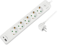 LogiLink 5 Plug + 2 USB 1,5 m Switch (LPS280U)