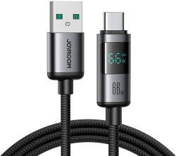 JOYROOM Cablu USB-A la USB-C Joyroom S-A16 Pro, Led Display, 66W, 480 Mbps, 1.2m, Afisaj LED, Negru (Copie) (JOY6956116714420)