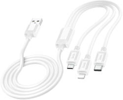 hoco. Cablu Incarcare USB la Lightning / USB Type-C / MicroUSB HOCO X74, 1 m, Alb (cab/in/us/hoc/x7/1m/al)