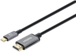 Manhattan 153591 1 M HDMI A-típus (Standard) USB C-típus Fekete, Szürke Video átalakító kábel (153591)