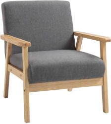 HOMCOM Kárpitozott karosszék karfával, étkezőszék vászonhatású kivitelben, tömörfa, 64 x 70 x 72 cm, szürke (835-233V01)