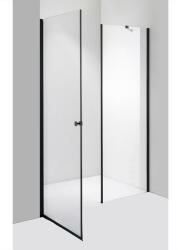 STUXI Bari Fix Black 200 cm (100+100) széles nyíló zuhanyajtó fix fallal, 6 mm vízlepergető üveggel, matt fekete profillal, 195 cm magas