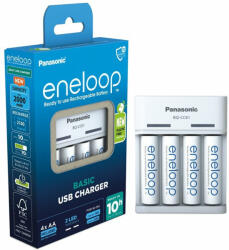 Panasonic Eneloop BQ-CC61 Ni-MH Akkumulátor Töltő + 4db 2000mAh (AA / R6) Ceruza Újratölthető Elem