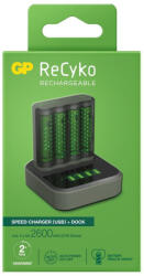 GP ReCyko M451 USB Speed Charger Ni-MH Akkumulátor Töltő + D451 Charger Dock + 4db 2600mAh (AA / R6) Ceruza Újratölthető Elem