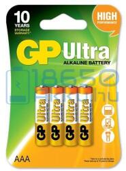 GP Batteries Ultra Alkáli Tartós (AAA / LR03) Mikro Elem (4db)