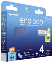 Panasonic 800mAh (AAA / R03) Mikró Újratölthető Elem / Ni-MH Akkumulátor (4db) + Box