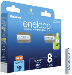 Panasonic 800mAh (AAA / R03) Mikró Újratölthető Elem / Ni-MH Akkumulátor (8db)