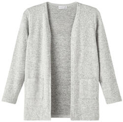 NAME IT Cardigan fete tricotat, lung, cu buzunare, gri/roz, 116/164 gri/Gri Melange (13AC42)