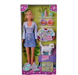 Simba Toys Bebelușul Steffi însărcinată cu un pisoi (14096E) Papusa