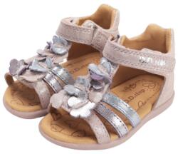 D. D. STEP sandale florale cu velcro pentru fete sclipici roz (14BF41)