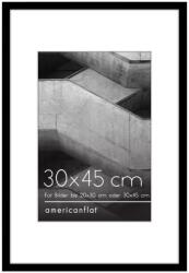 Americanflat képkeret 30x45 cm fekete - 20x30 cm-es fotókeret passzepartout-tal vagy 45x30 cm passzepartout nélkül - csiszolt plexi panel -