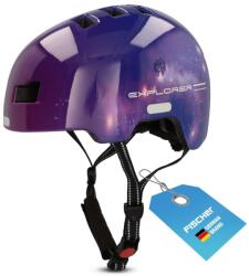 Fischer BMX Explorer Plus kerékpáros sisak, S/M méret (54-59 cm), fekete, integrált LED hátsó lámpával, Dirt Bike Helm