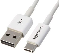 Amazon Basics AmazonBasics USB-C - USB-A 2.0 Kábel, 480 Mbit/s, 1, 8 m, Fehér, Apple iPhone 16/15, iPad, Samsung Galaxy, Laptop Kompatibilis, USB-IF Tanúsított