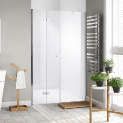 STUXI Verona Fix 150 cm (80+70) széles csukló zuhanyajtó fix fallal, 6 mm vízlepergető üveggel, króm profillal, 195 cm magas (TL-6107-80-TL-6108-70-fix)