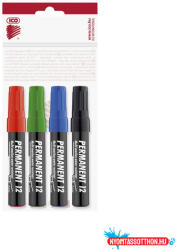 ICO Alkoholos marker készlet, 1-4mm, vágott hegyű, Ico 12, 4 különféle szín (ORI_9580008001)